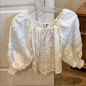 Alice + Olivia White Lace Blouse